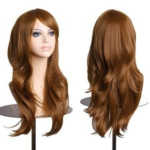 AneShe Wig 28" Long Wavy Hair Heat Resistant Wig (Light Golden Brown) New
